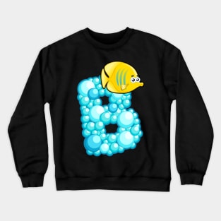 Letter B Fishy Bubbly Alphabet Crewneck Sweatshirt